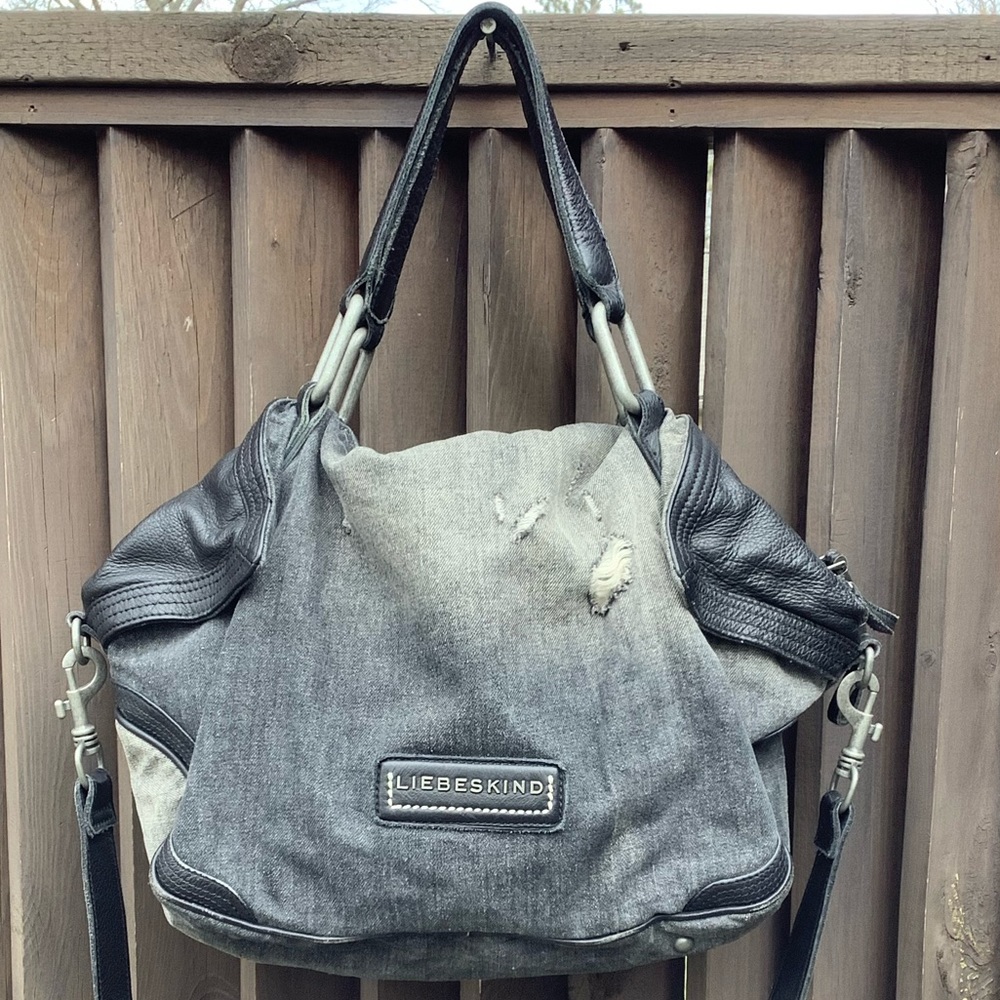 LIEBESKIND Distressed Denim and Leather Bag 😎 Buttery Soft 😎